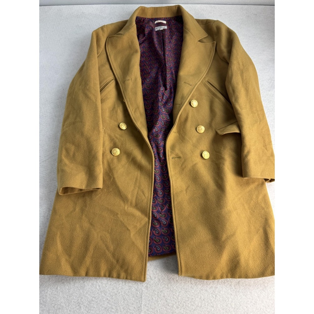 Gant Rugger The Doubler Coat Mens Small Brown Wool Double Breasted Overcoat